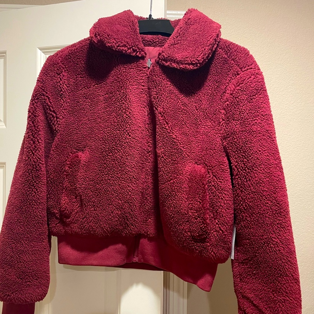 Burgundy Faux Fur jacket